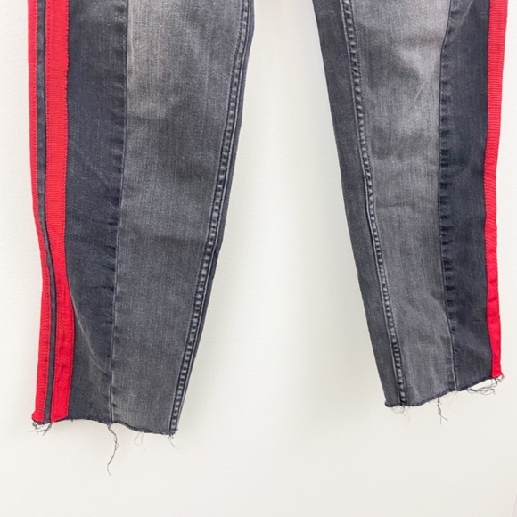 MNG Mango black red side stripe skinny jeans Sz 2 - Picture 3 of 4